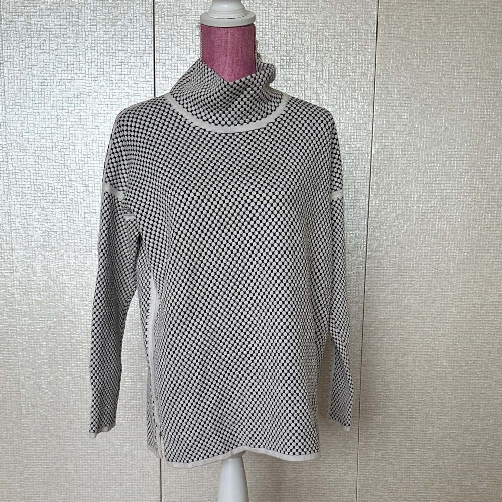 Chic Black and White Cowl Neck Sweater